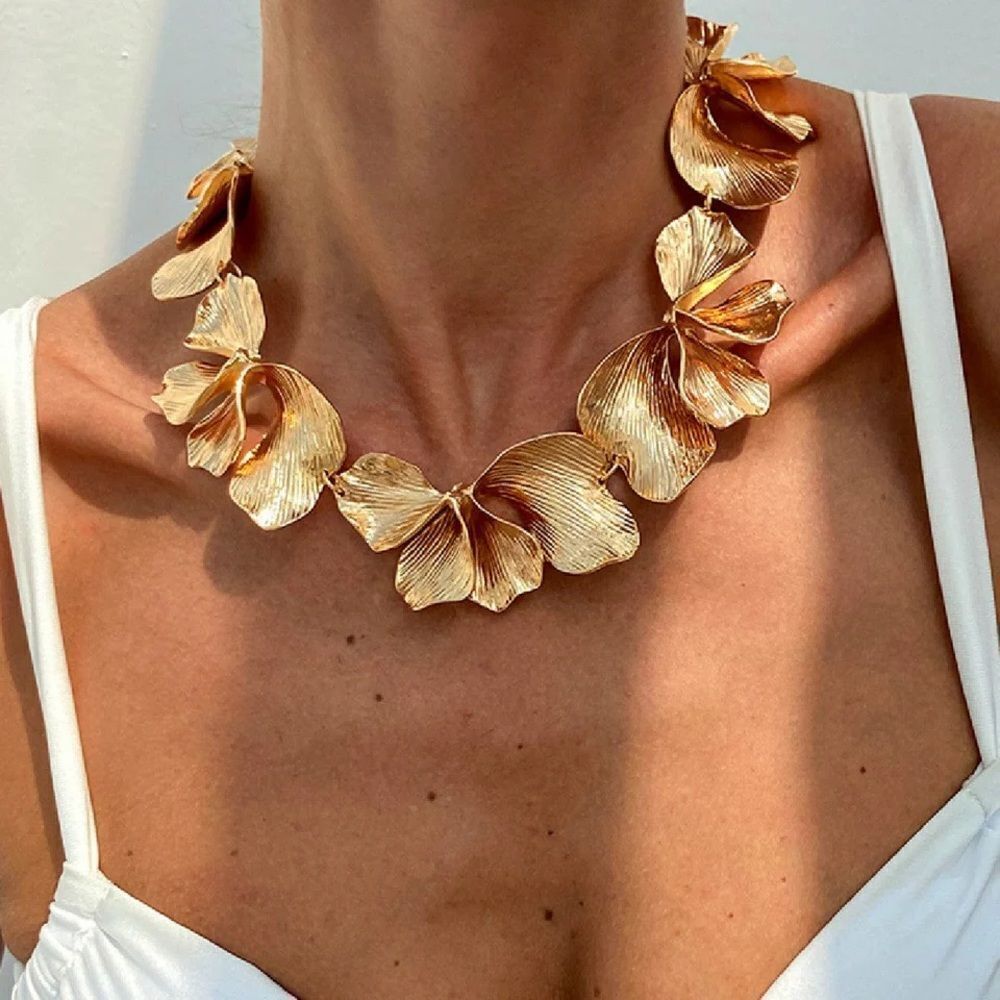 Zara Gold Floral Statement Necklace